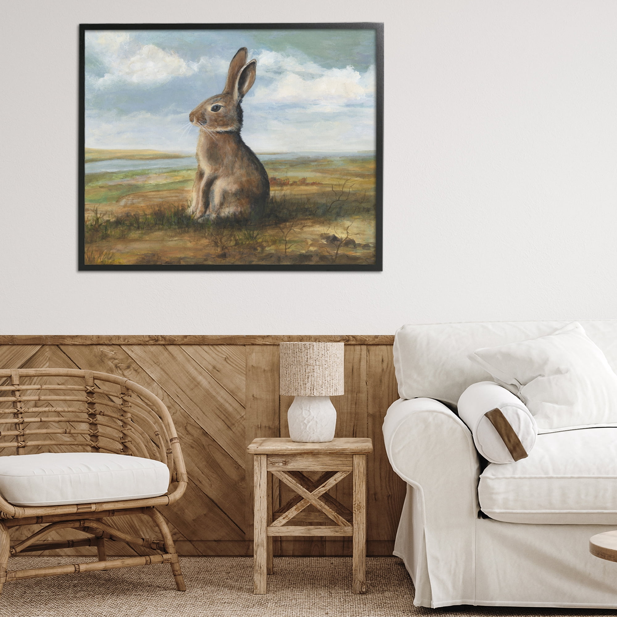 Stupell Industries Classic Rabbit in Countryside Black Framed Giclee Art, design by Michael Willett