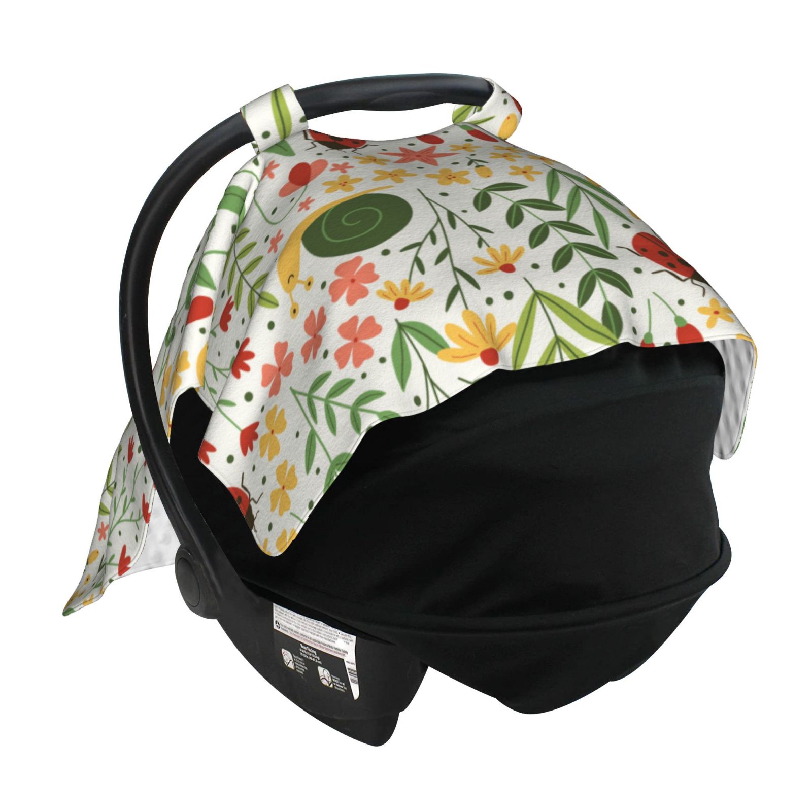 Car Seat Cover Baby - Ladybug And Wild Flowers Breathable Infant Car Seat Cover for Baby Carseat, Lightweight Comfort Baby Essentials Must Haves Newborn Stuff for Girl Boy