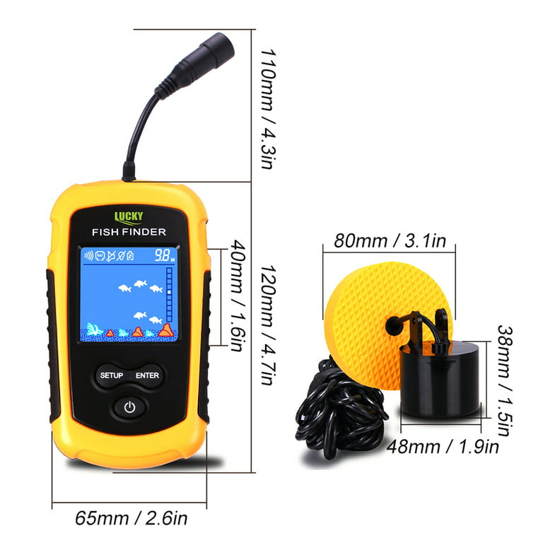 Portable Fish Finder Handheld Fish Finder Fish Location and Water Depth Sonar Sensor LCD Display for Lake/ice/kayak/shore/canoe Fishing FFC1108-1