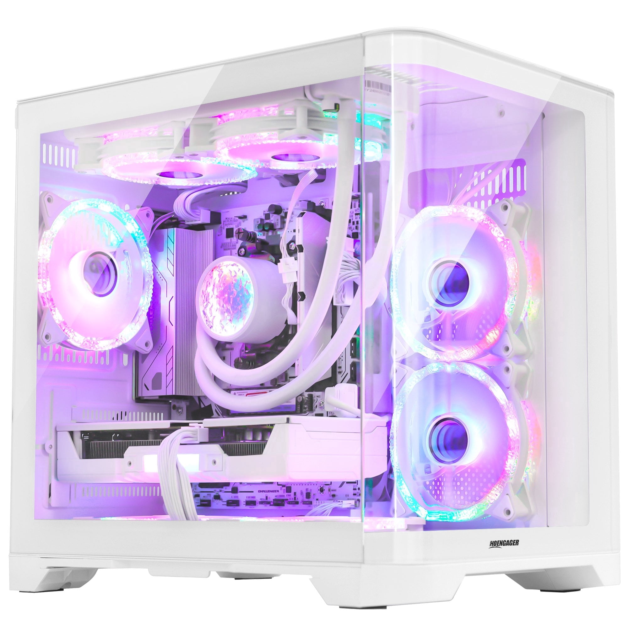 Hoengager Poseidon Gaming PC -AMD Ryzen 5 9600X 6-Core 3.9 GHz, RTX 5060 8GB 16GB DDR5 RAM, 1TB PCIe SSD, Luqid Cooler, Windows 11 Prebuilt PC White
