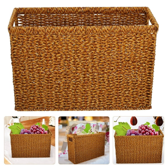 HOMEMAXS Slim Storage Basket Woven Basket with Handle Organizing Basket Household Sundries Basket