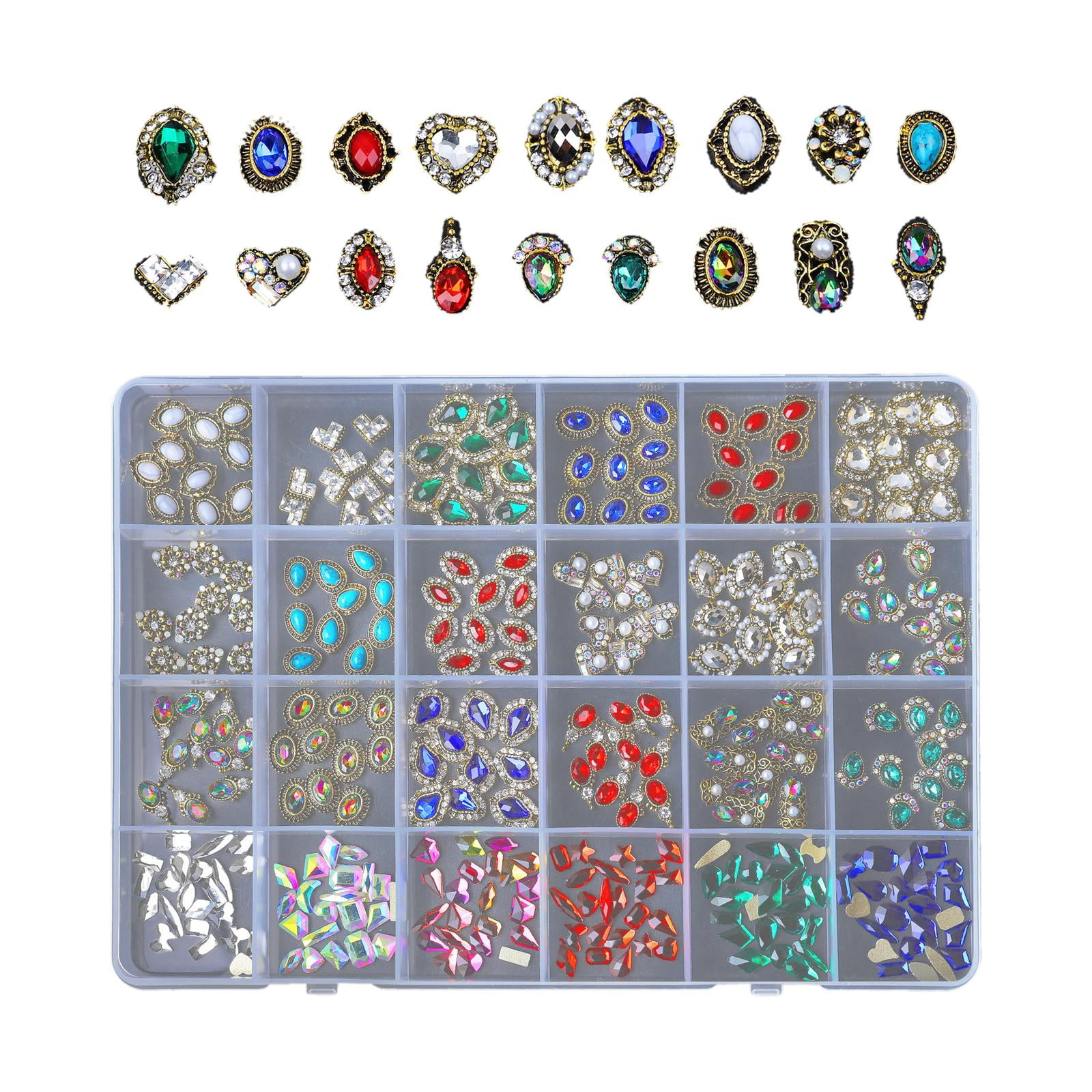 EHJRE Professional Nail Rhinestones Bulk Kit for Manicure Decoration, Nail Gems Nails Ornaments Stones Nail Crystals Supplies Accessories - SP03, 8.3x5.9x0.6inch Box