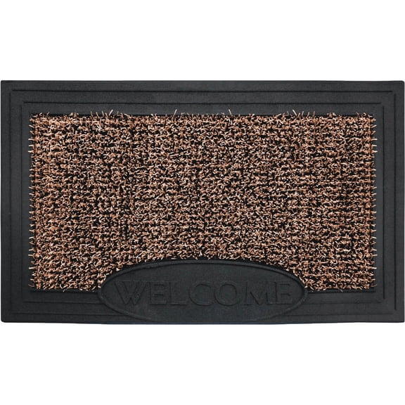 Grassworx Genuine AstroTurf Welcome Doormat - Polyethylene/Rubber - 30 x 18 in, Brown — Residential Use, Standard Application