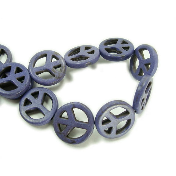 20mm Purple Howlite Peace Sign Beads For Jewelry Making