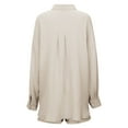 thumbnail image 6 of Women's 2 Piece Cotton Outfits, Loose Casual Long Sleeve Button Shirt and Shorts Tracksuit Beach Vacation Sets Womens Casual 2 Piece Outfits Cotton Linen Sets Beige L, 6 of 7