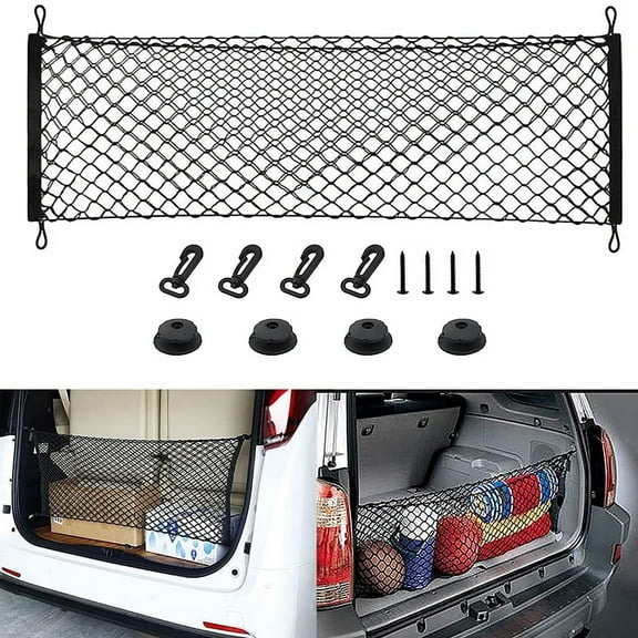 Universal Trunk Cargo Net,Stretchable Double-Layer,Black,Automotive Cargo Net