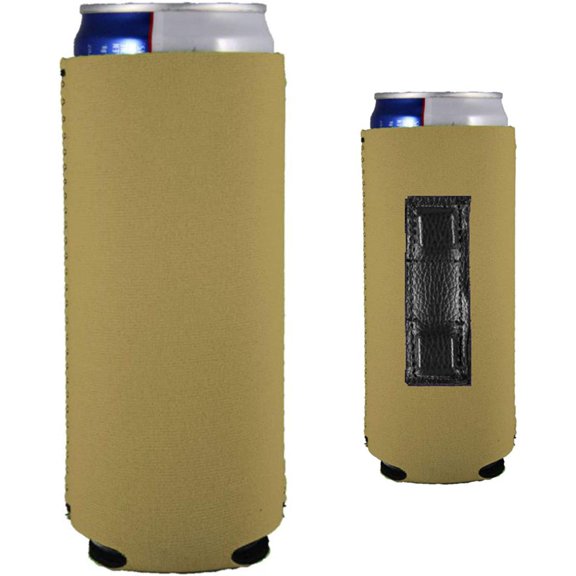 Blank Magnetic Neoprene Slim Can Coolie (Khaki, 2 Pack)