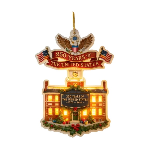 America 250 Ornament Patriotic Text US FLAG Acrylic Hanging Ornament for Patriotic Holiday Historic Anniversary Party Decor Memorial Collectible Display
