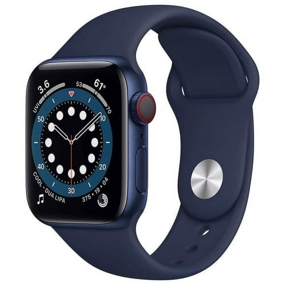 Pre-Owned Apple Watch Series 6 44mm GPS + Cellular Unlocked - Blue Aluminum Case - Navy Sport Band (2020) Refurbished - Fair