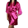 thumbnail image 1 of Women's Satin Kimono Bridesmaid Silky Short Robe Lace Trim Sleeves and Pockets, 1 of 1