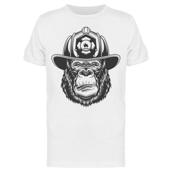 Gorilla W/firefighter Helmet   T-Shirt Men -Image by Shutterstock, Male Medium