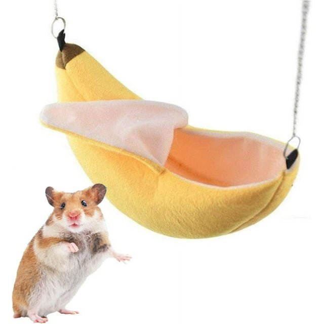 Banana Hamster Bed House, Hamaca Pequeño Animal Cálido Cama Casa Jaula Nido Hamster Accesorios para Sugar Glider Hamster Bird Pet (Amarillo) Zhivalor WMXL-262