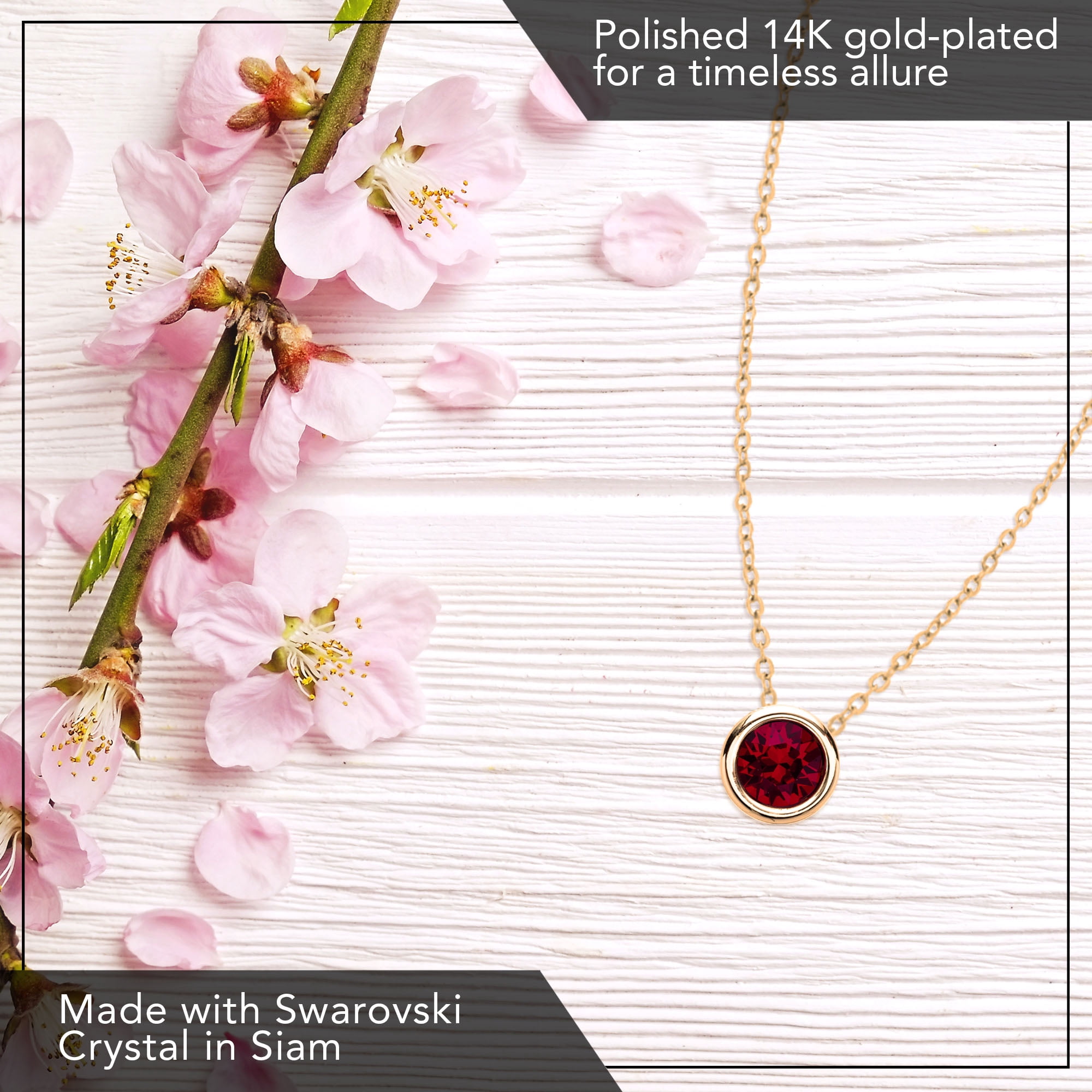 X & O Women's 14K Yellow Gold Plated Siam Crystal Pendant Necklace