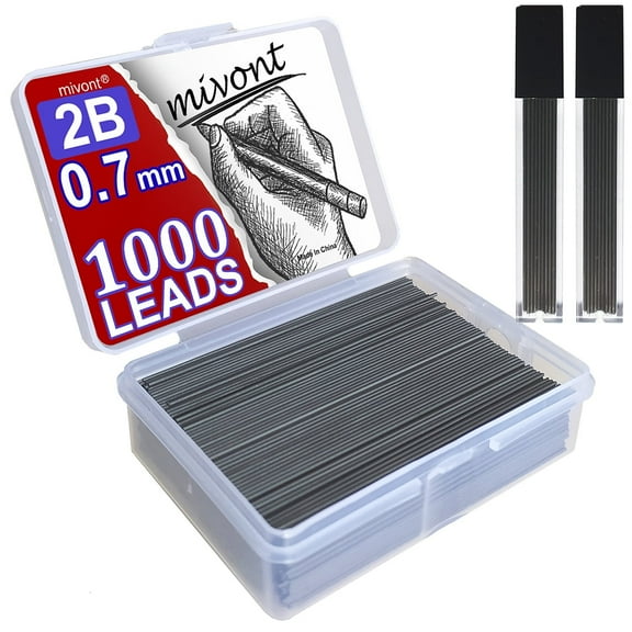 mivont 1000 Pieces 0.7 mm 2B Lead Refills Medium Thickness Break Resistant Lead Graphite (0.7mm Length:6cm)