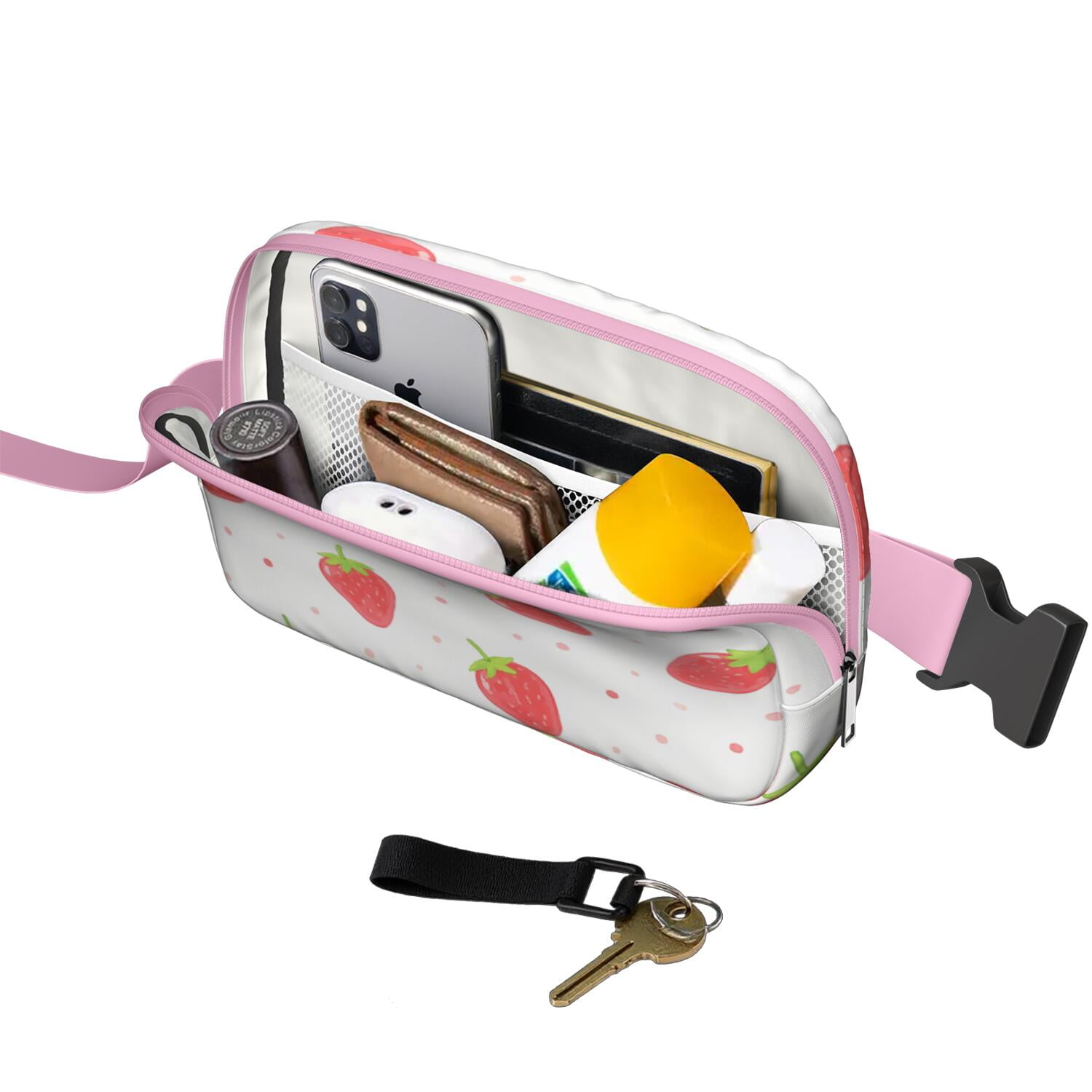 Cross Body Bag for Men&Women Fashionable Waterproof Fanny Pack with Adjustable Strap for Casual Running Hiking Cycling Strawberry Cute Sporty Waist Pack