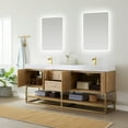 thumbnail image 5 of Vinnova Alistair 72" White Grain Stone Top Vanity in Oak w/o Mirror, 5 of 16