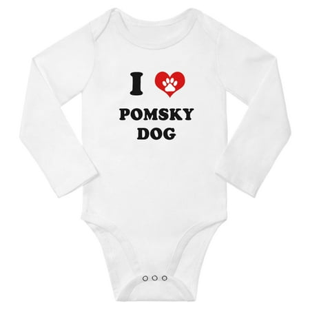 

I Heart Pomsky Dog Cute Baby Long One-pieces (White 6-12 Months)