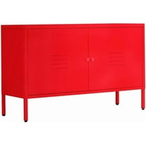 Metal Accent Storage Cabinet for Bed Room,Living Room,Home,Hotel,Office,Garage,2-Tier, Removable Shelf (2 Door Accent Cabinet, Red)