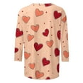 thumbnail image 5 of WREESH Women's 3/4 Sleeve Tops Valentine's Trendy Heart Printed Shirts Blouses Casual Summer Crew Neck T-Shirts Red, 5 of 5
