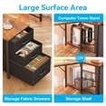 thumbnail image 3 of 2 Person Desk with Power Outlet & LED Light, Extra Long Double Computer Desk with Fabric Drawers & File Cabinet, 94 Inch Writing Desk with Monitor Stand, T Shaped Gaming Desk, Vintage, 3 of 9