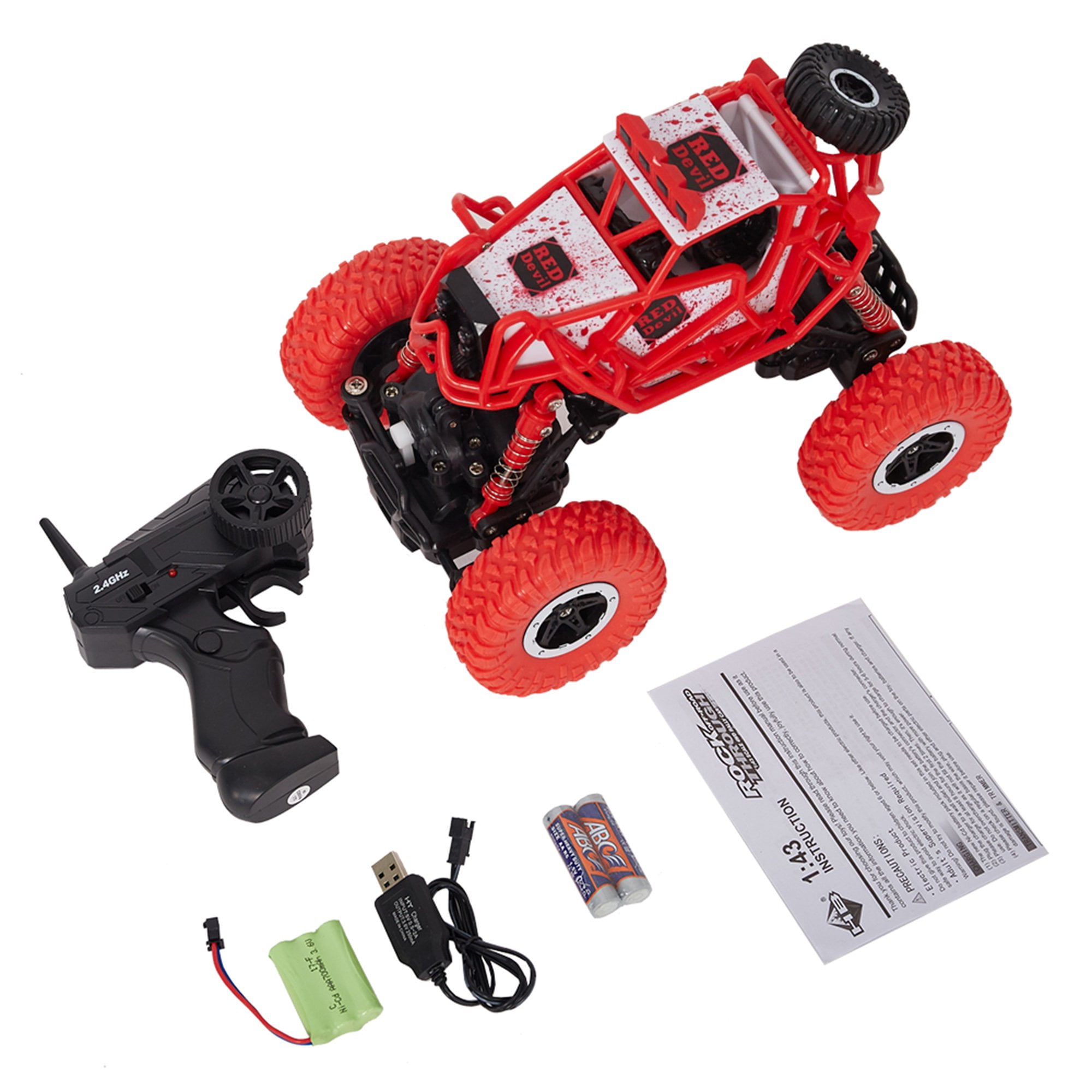 KARMAS PRODUCT 2.4Ghz 1:43 Dune Buggy Monster Truck Electric Hobby Fast Race Car with Rechargeable Battery Red