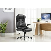 Swivel Gaming Massage Chair Ergonomic PU Leather Executive Office Chair Heated Vibrating 7 Point Wireless Massage Chair with Heating Function (Black)