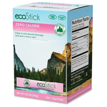 Ecostick Saccharin Sweetener Packets - Packet - Artificial Sweetener - 200/box (Best Artificial Sweetener For Baking)