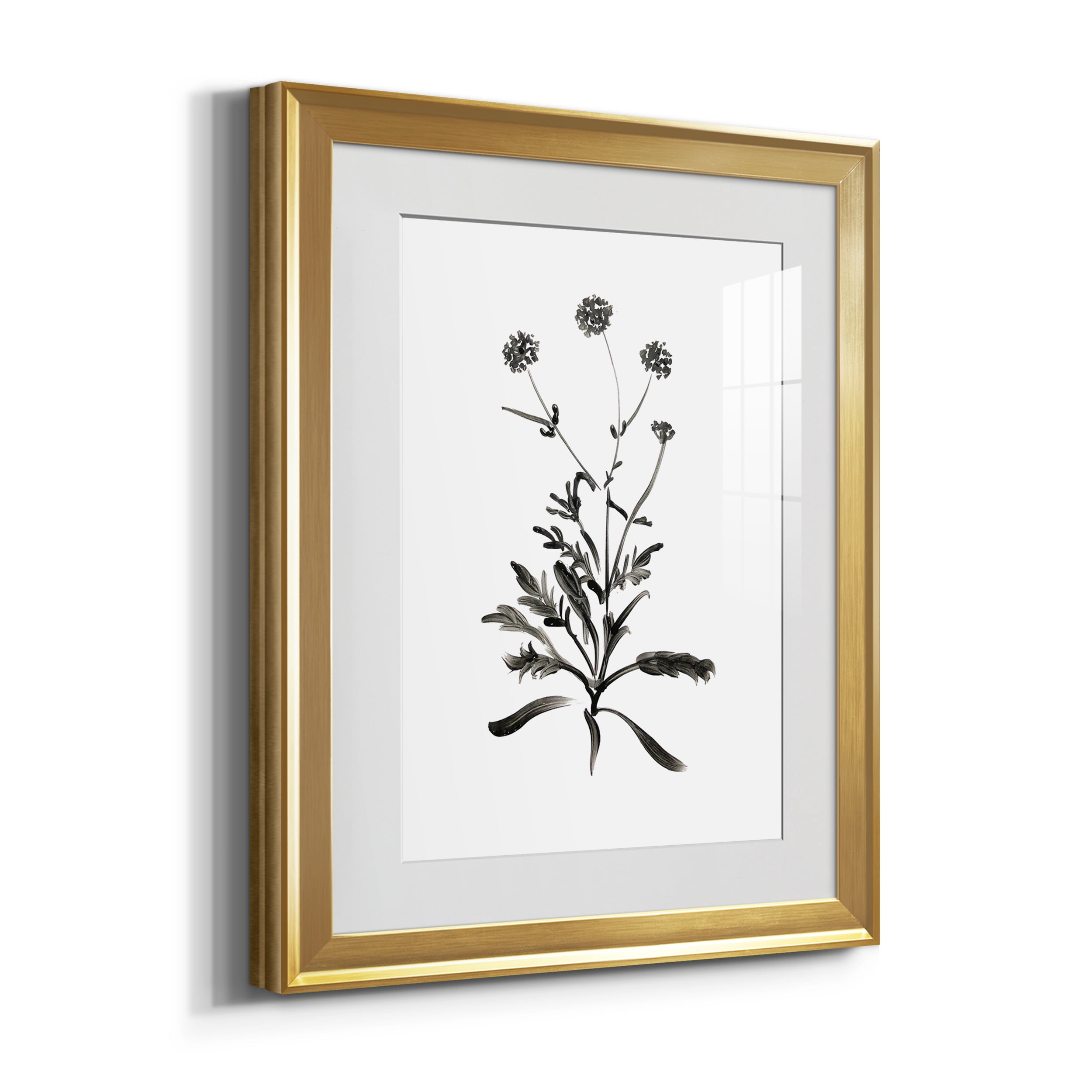 Inky Botanical I Premium Framed Prints Set of 3 - Ready to Hang - 18 x 24 Each - Gold Frame