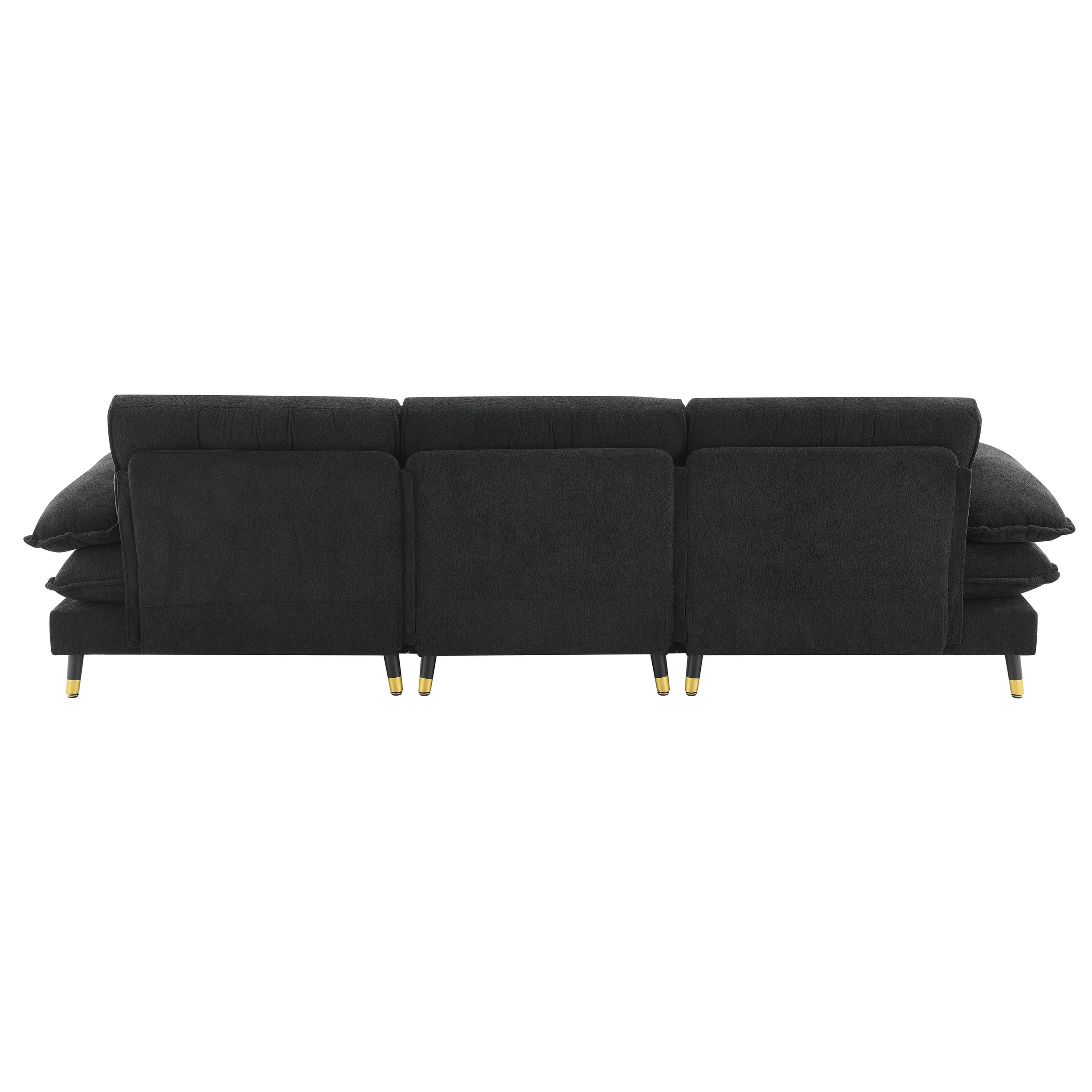 MAYEERTY 106x66.5" L-Shaped Convertible Sectional Sofa - 4-Seat Tufted Chenille Couch with Two-Tone Legs/Ottoman for Living Room/Apartment/Office, 3 Colors