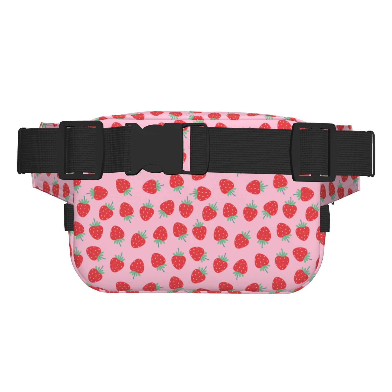 Picia Hand Drawn Strawberry Print Square Double-Layer Waist Bag Mini Adjustable Waist Belt Bag Exercise Running Travel Hiking