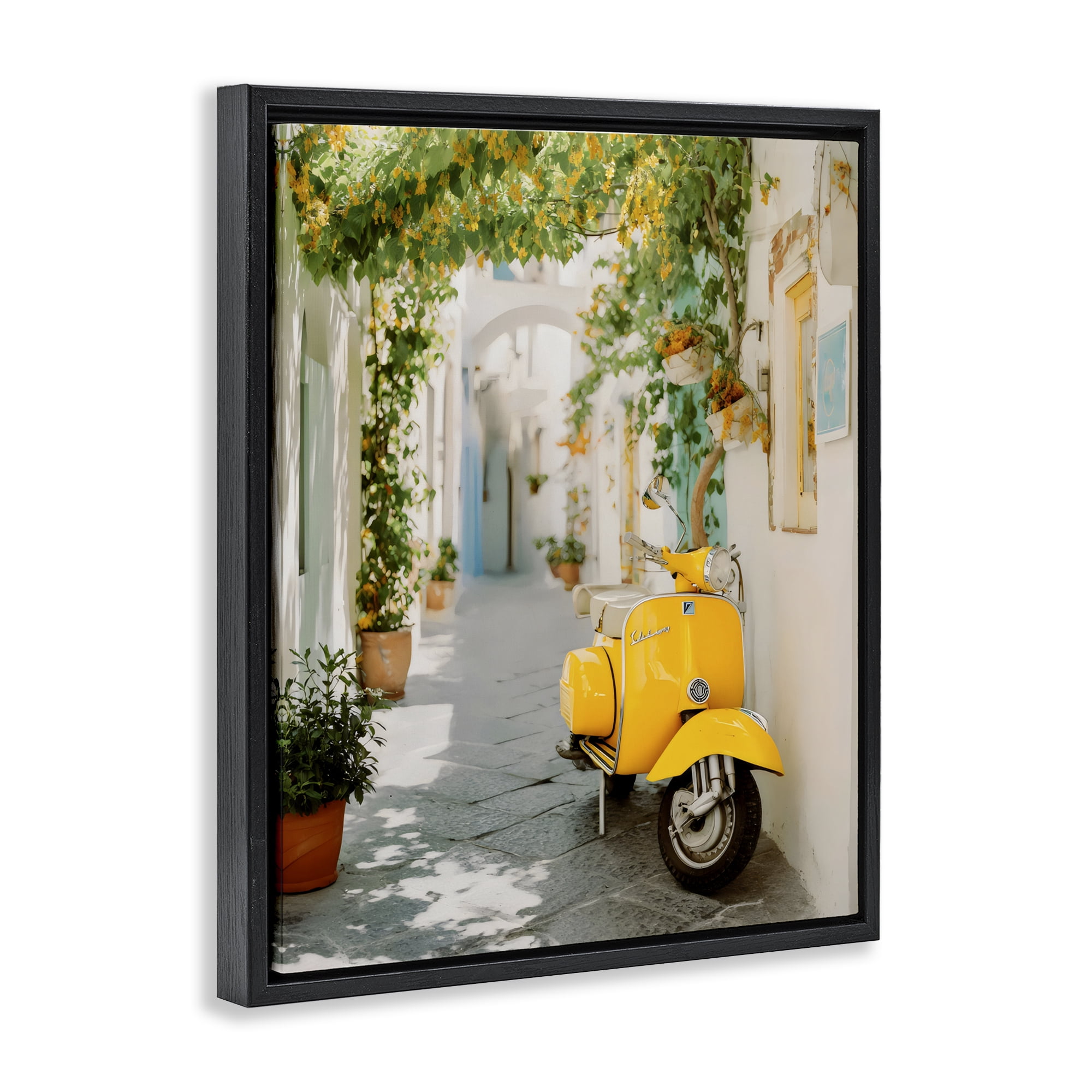 Stupell Industries Vacation Ride Through Alley Black Framed Floater Canvas Wall Art, design by Franklyn Gregory