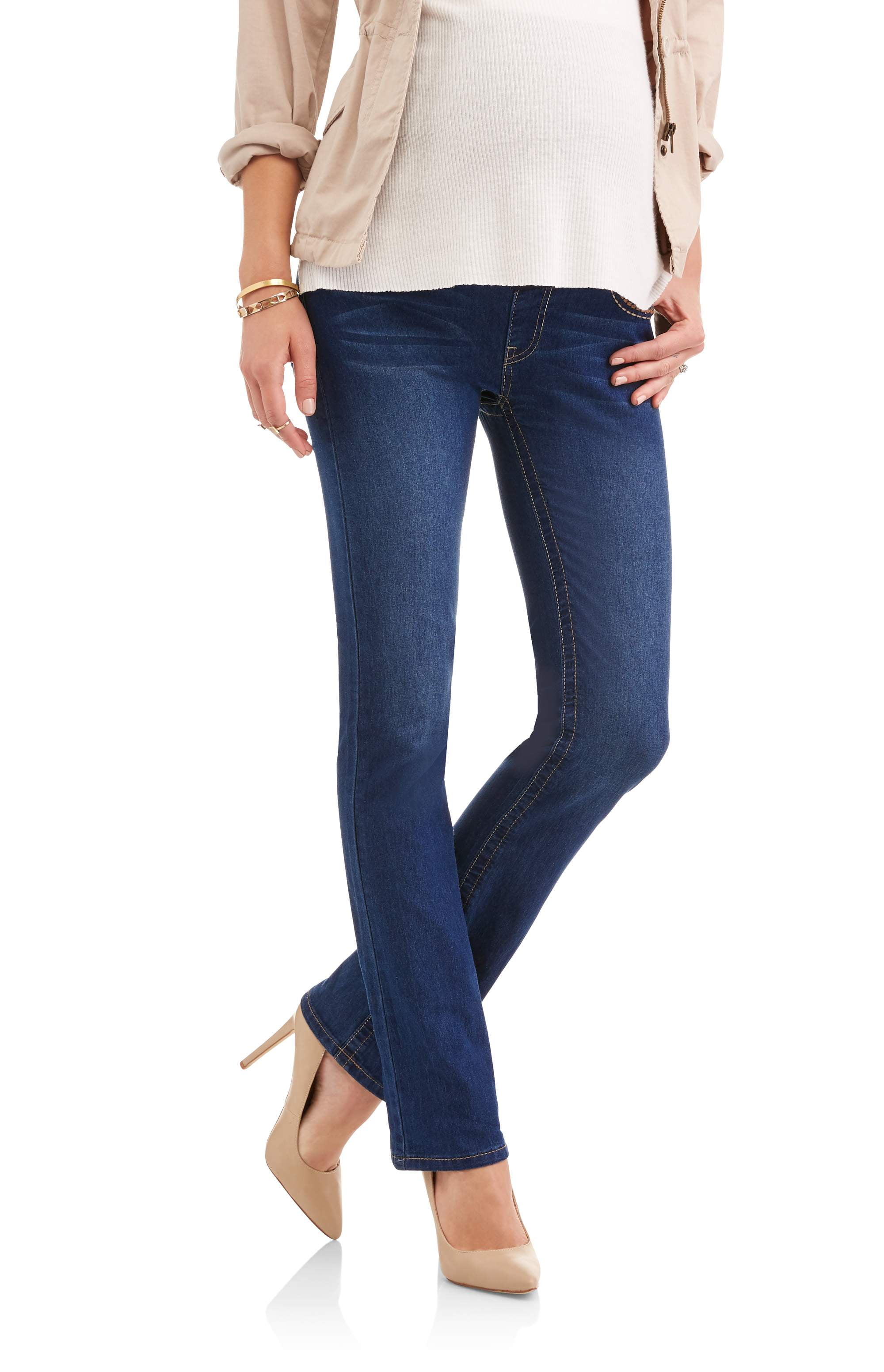 Oh! Mamma Maternity Full Panel Stretch Bootcut Jeans with Contrast