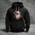 thumbnail image 2 of Men's Pullover Hoodie with Santa Claus Graphic Print Drawstring Hood Long Sleeve Kangaroo Pocket Casual Fit Sweatshirt Black L, 2 of 5