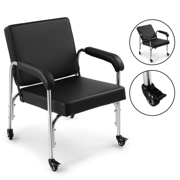 Reclining Barber Shampoo Chair with Wheels Hair Washing Chair Beauty Salon Spa Stylist Equipment(Black)