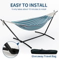thumbnail image 3 of BeesClover Hamac Double Bleu avec Support, Hamac en Coton Portable Robuste de 450 Lb pour 2 Adultes, Ensemble de Hamacs Autoportant Intérieur Extérieur avec Support en Acier et Sac de Transport, 3 of 8
