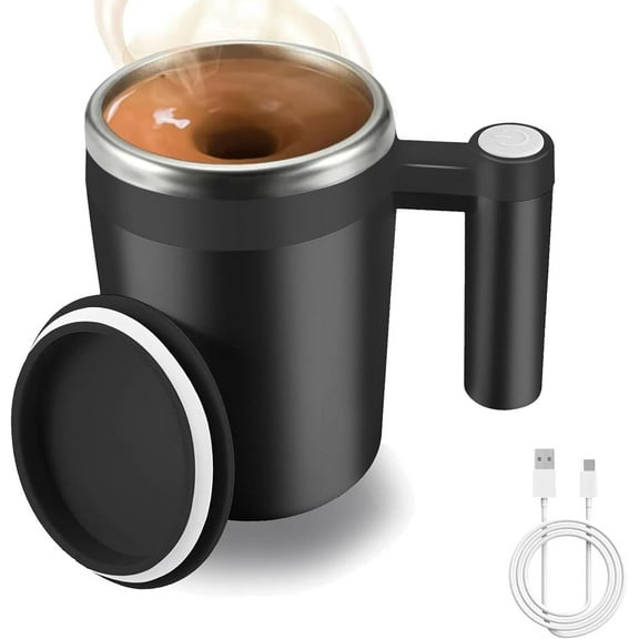 Self Stirring Coffee Mug, 2025 New Automatic Magnetic Stirring Cup, Rechargeable Electric Mixing Cup with Lid, Portable Auto Stir Coffees Mug for Coffee, Milk, Hot Chocolate