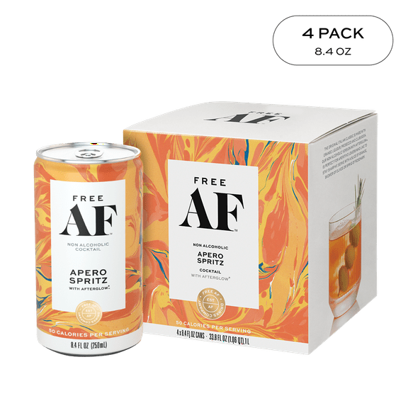 FREE AF Apero Spritz Non-Alcoholic Sparkling Cocktail, Ready to Drink Mocktail, 8.4 fl oz Can