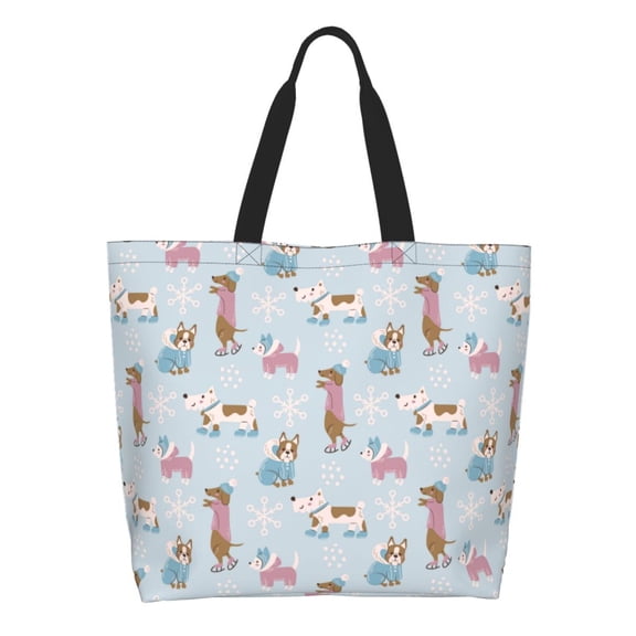 Kdxio Cute Snowflake Dachshund Casual Tote Bags Women Big Capacity Shoulder Bag for Women Travel Shoulder Bags Handbags