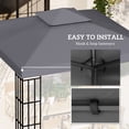 thumbnail image 5 of Outsunny 9.8' x 9.8' Gazebo Replacement Canopy Top, 2-Tier Ventilated Polyester Roof Cover with PA Coating, Dark Gray Shade for Garden Patio and Outdoor Living Spaces, 5 of 8