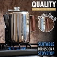 thumbnail image 5 of Cafetera percoladora Eurolux - 12 tazas | Material de acero inoxidable duradero | Prepare café al fuego, a la parrilla o en la estufa | Sin electricidad, sin mal sabor a plástico | Ideal para el hogar, 5 of 5