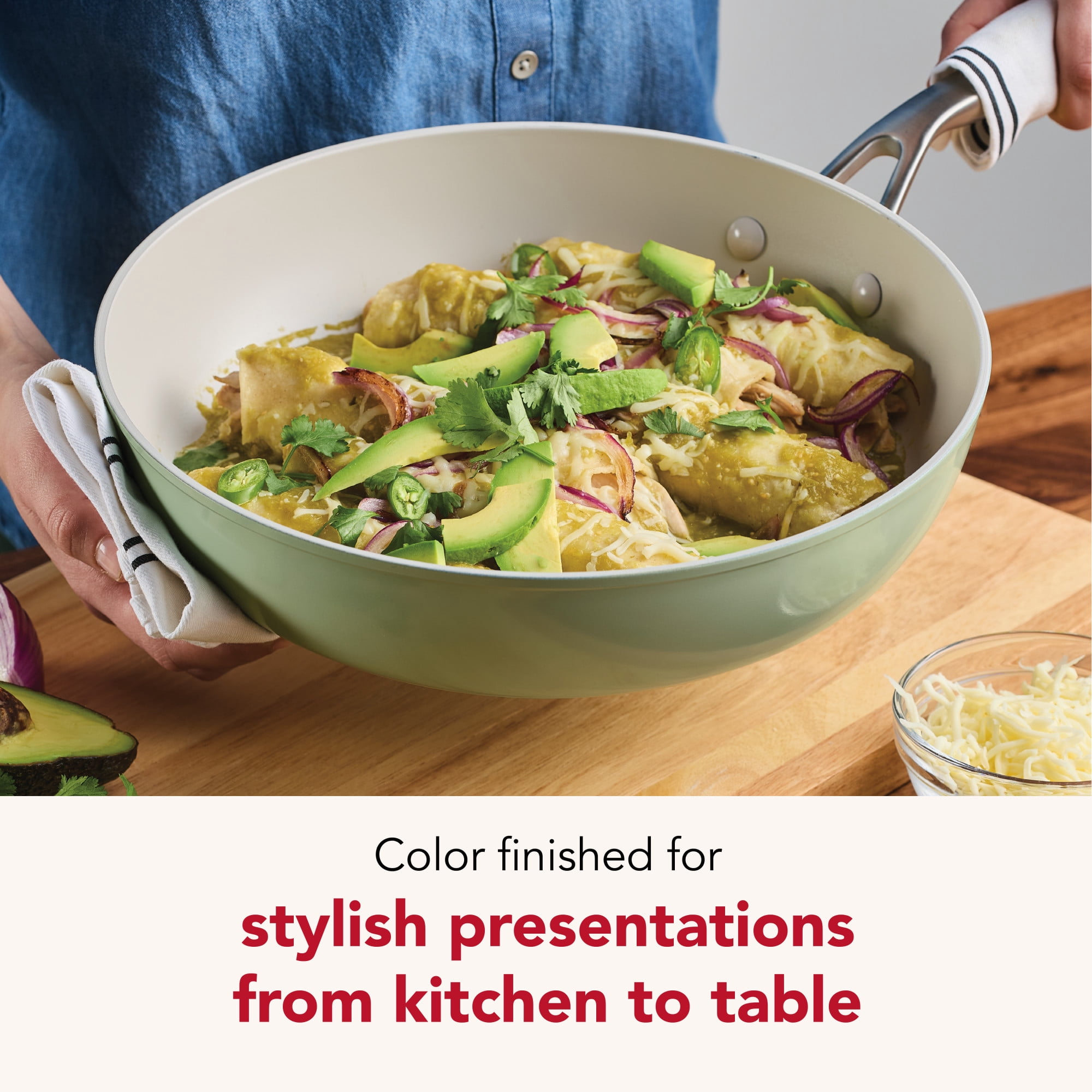 KitchenAid Hard-Anodized 12.25 Inch Ceramic Induction Skillet with Lid, Dishwasher Safe and Oven Safe to 500°F, Pistachio