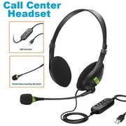 HIKE Computer USB Headset, Call Center Headset with Microphone Noise Cancelling, Wired Business Headset Fits for Skype/PC/Laptop/Mac, Business - Black