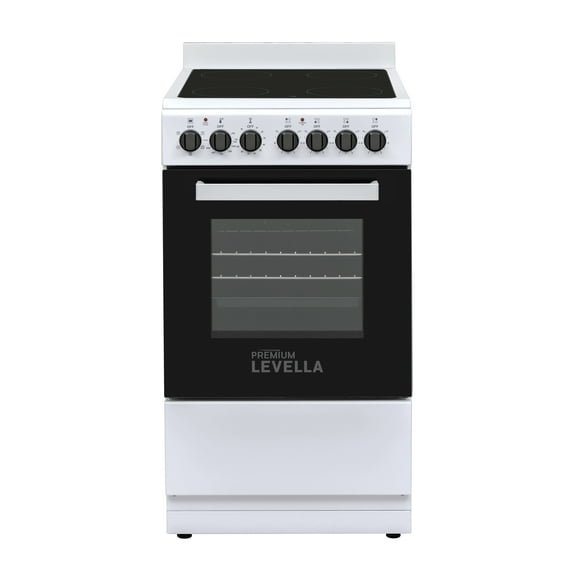 Premium Levella PREV2005VW 20" Vitroceramic Cooktop Electric Range with 4 Burners and 1.9 Cu. Ft. Single Convection Oven - White