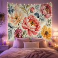 thumbnail image 2 of Pink and Yellow Watercolor Blooms Against Cream Background, Romantic Watercolor for Flower Lovers, Floral Wall Decor, Mother's Day Gift, Tapestry Wall Hanging for Bedroom and Living Room, 2 of 7