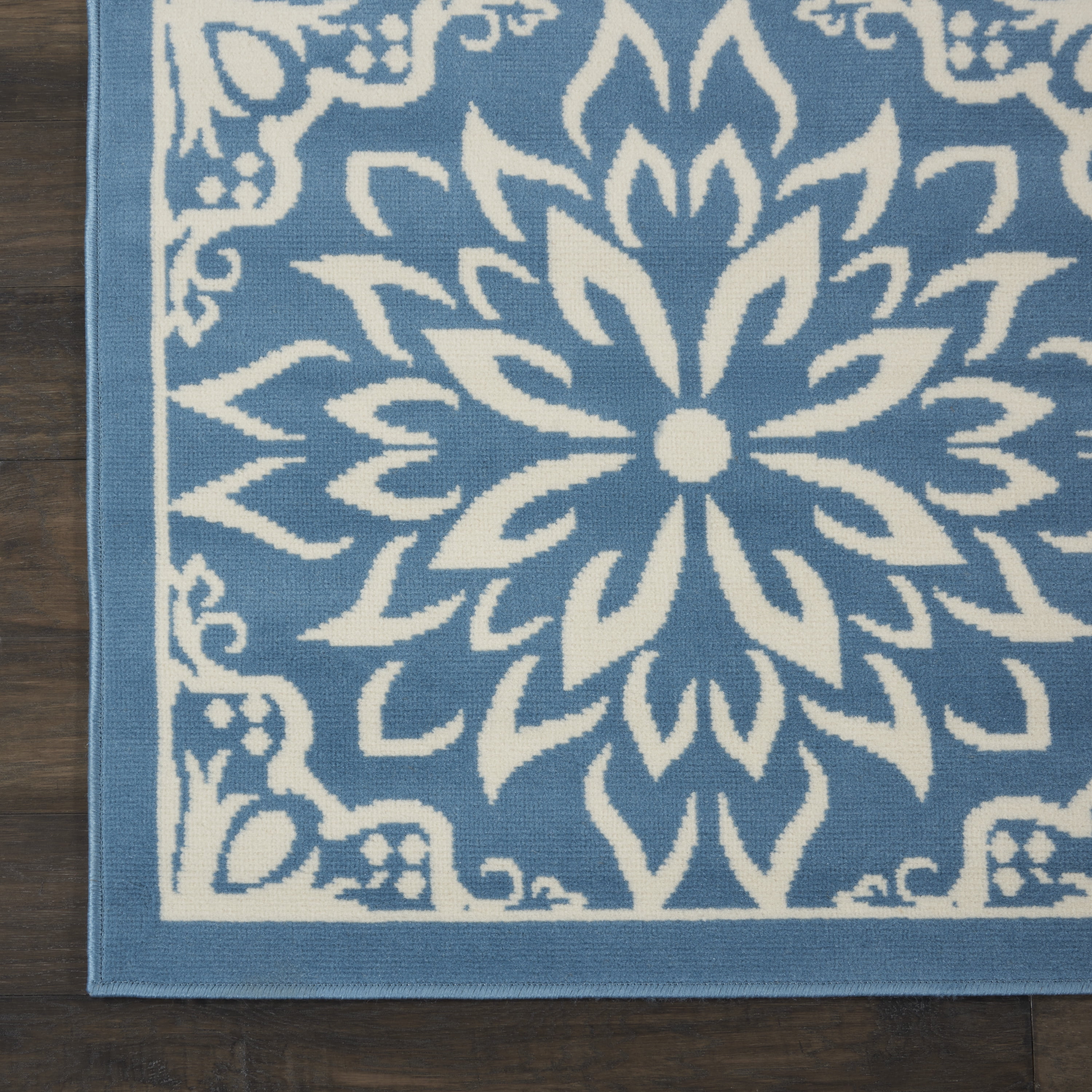 Walmart Bliss Modern Floral Ivory/Blue 7'10" x 9'10" Area Rug, (8' x 10')