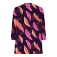 thumbnail image 4 of Penkiiy Womens 3/4 Length Sleeve Tops Feather Printed Quarter Zip Shirt V Neck Rollable Sleeve Pullover Fall Shirts L Multicolor, 4 of 5