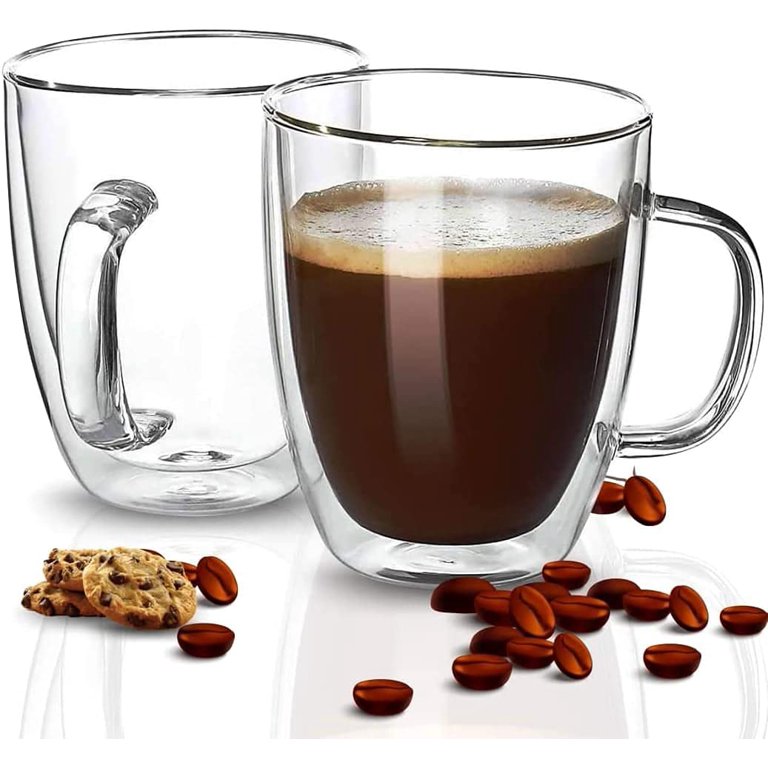 Double Walled Glass Coffee Mugs: 2-Pack