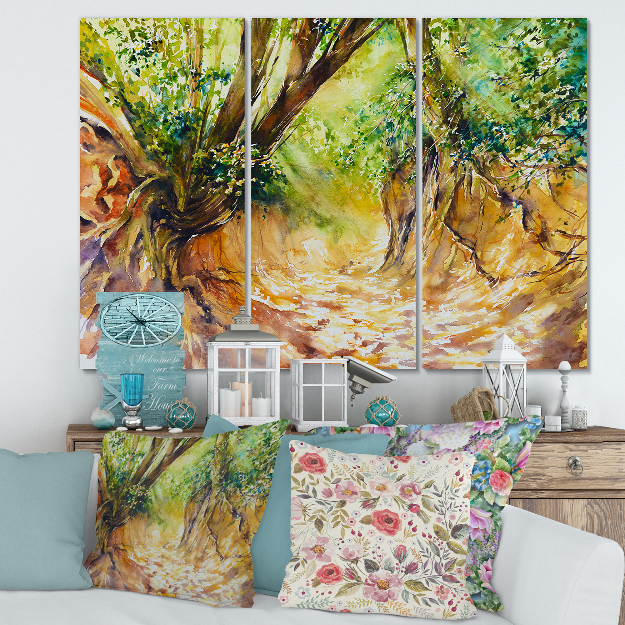Designart ' Little Road in Deep Forest ' Traditional Canvas Wall Art Print