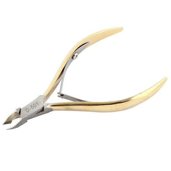 Unique Bargains Metal Beauty Tool Hangnail Pusher Cuticle Nippers Full Jaw Gold Tone