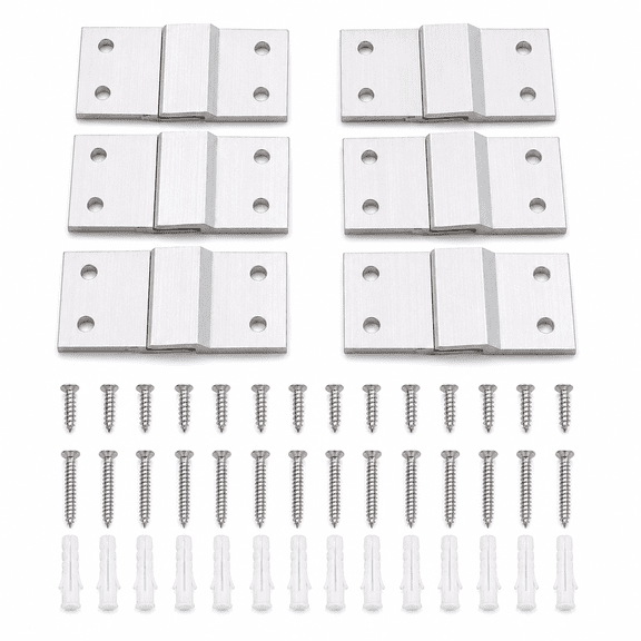 French Cleat Picture Hanger Aluminum Z Hanger Wall Mounting Bracket Hardware Kit Z Clips for Hanging 2" 6 Pairs